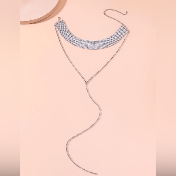 🔵𝟲𝟱%𝗢𝗙𝗙 𝗯𝘂𝗻𝗱𝗹𝗲𝘀 𝟯+🔵 NEW 2 Layered Long Drop Rhinestone Necklace - Picture 7 of 16